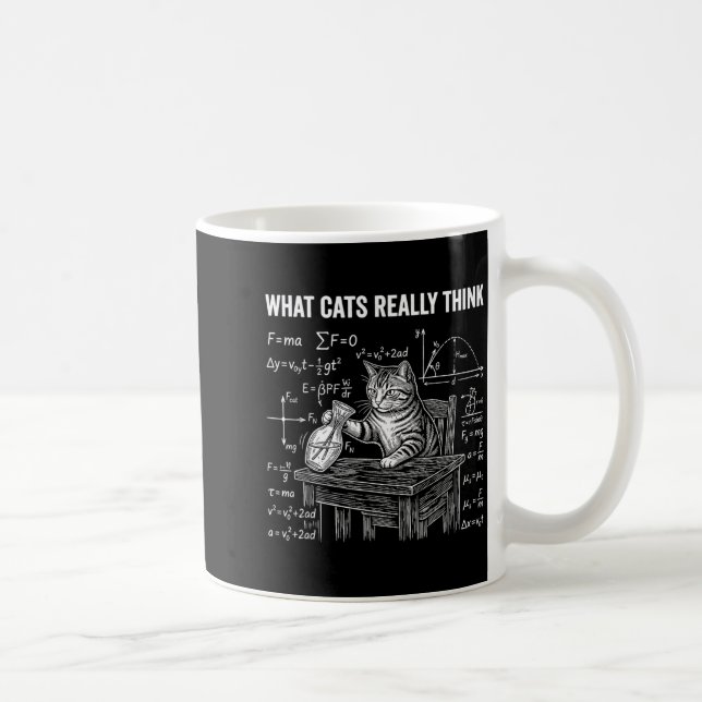 Funny Science Physics Cat Meme What Cats Think Coffee Mug (Right)