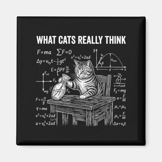 Funny Science Physics Cat Meme What Cats Think Magnet (Front)