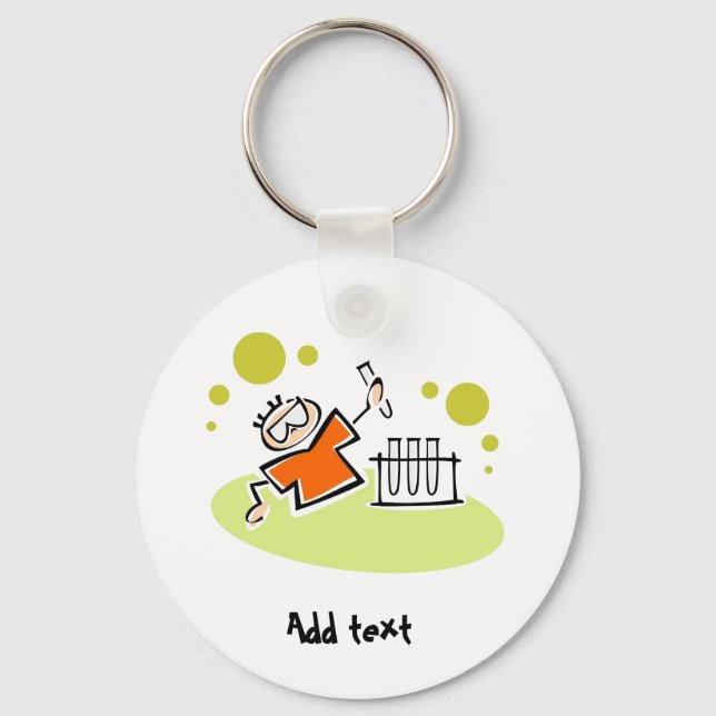 Funny scientist cartoon personalized keychain (Front)