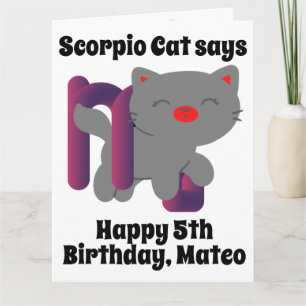 Funny Scorpio Chat Carte d'anniversaire personnali