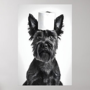 Funny Scottish Terrier Bathroom Art Print