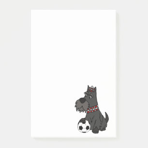 Funny Scottish Terrier Playing Soccer Cartoon Post-it Notes