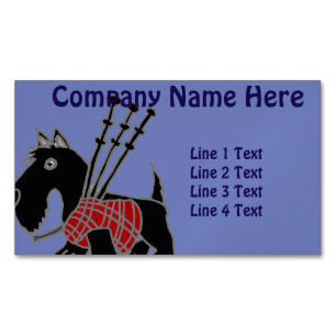 Funny Scotty Dog with Bagpipes Magnetic Business Card