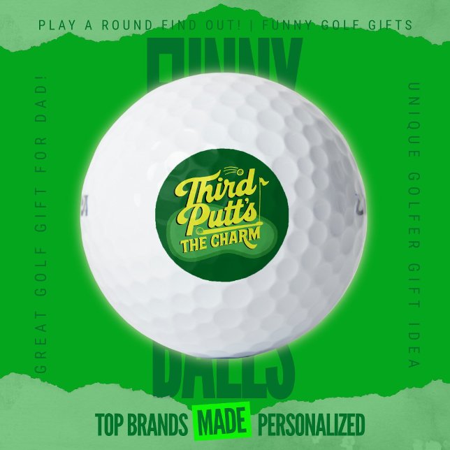 Funny Scramble Golf Dad Third Putts Retro Balls (Custom Funny Golf Ball Gifts for Business From Play A Round Find Out, "Third Putt's The Charm")