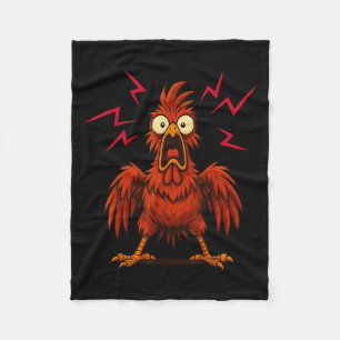 Funny Screaming Chicken Cartoon Farm Animal  Fleece Blanket