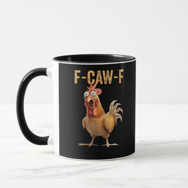 Funny Screaming Chicken F-Caw-F Joke Design Classi Mug (Left)