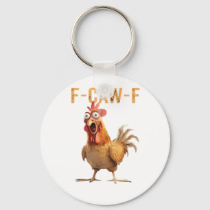 Funny Screaming Chicken F-Caw-F Joke Essential Keychain