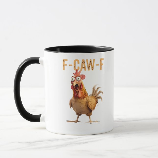 Funny Screaming Chicken F-Caw-F Joke Essential Mug (Left)