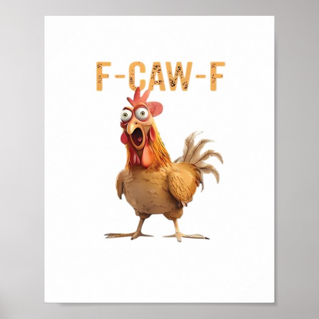 Funny Screaming Chicken F-Caw-F Joke Essential Poster (Front)