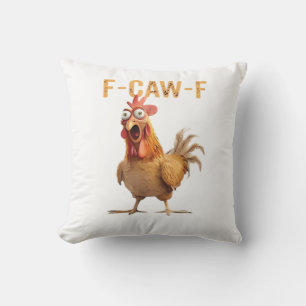 Funny Screaming Chicken F-Caw-F Joke Essential Throw Pillow