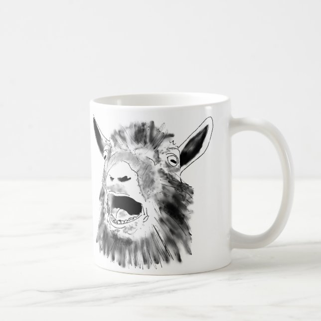 Funny Screaming Goat Drawing Quirky Animal Art Coffee Mug (Right)
