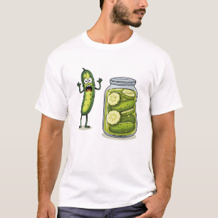 Funny Screaming Pickle Cucumber Jar Joke Pickles S T-Shirt