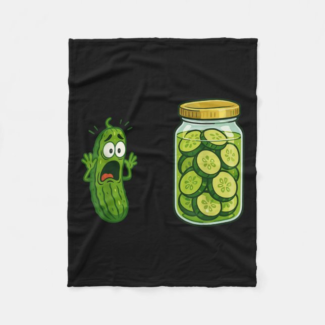 Funny Screaming Pickle Jar Cucumber Joke Meme Humo Fleece Blanket (Front)