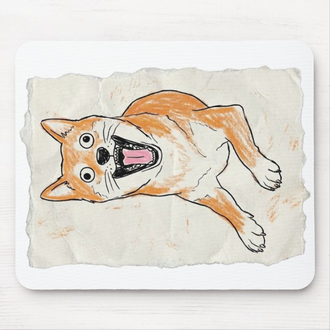 Funny Screaming Shiba Inu - Internal Chaos Crayon  Mouse Pad (Front)