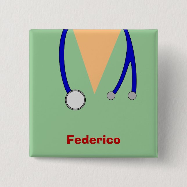 Funny Scrubs Nurses Whimsical Design 2 Inch Square Button (Front)