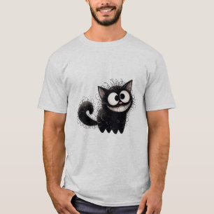 Funny Scruffy Black Cat Grin  ✨🐾🖤 T-Shirt