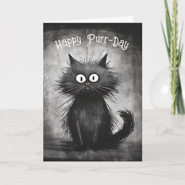 Funny Scruffy Cat Birthday Card (Front)