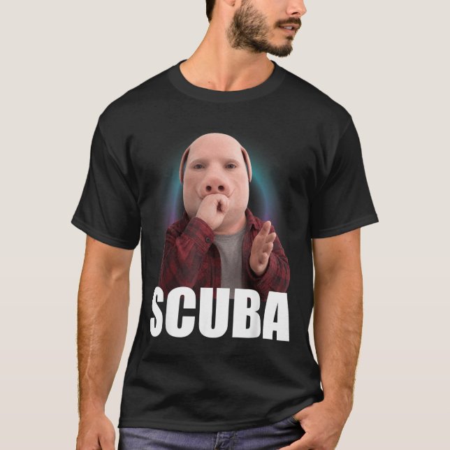 Funny Scuba Dance Meme Pig Man Meme Brainrot T-Shirt (Front)