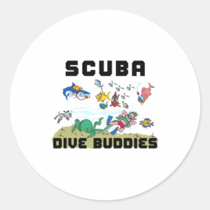 Funny Scuba Dive Buddy Classic Round Sticker