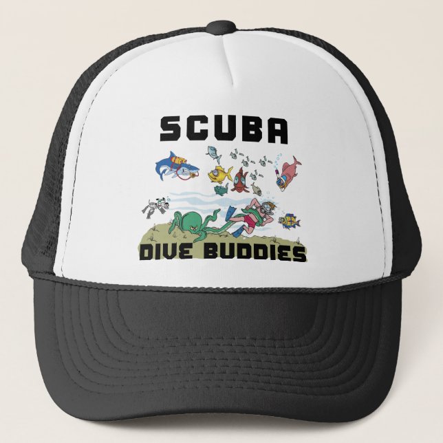 Funny SCUBA Dive Buddy Trucker Hat (Front)