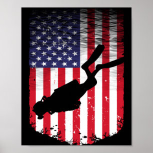 Funny Scuba Diving Art For Men Women Scuba Diver Poster