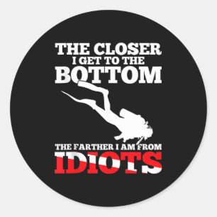 Funny Scuba Diving Flag Dive Quote Scuba Diver Gif Classic Round Sticker