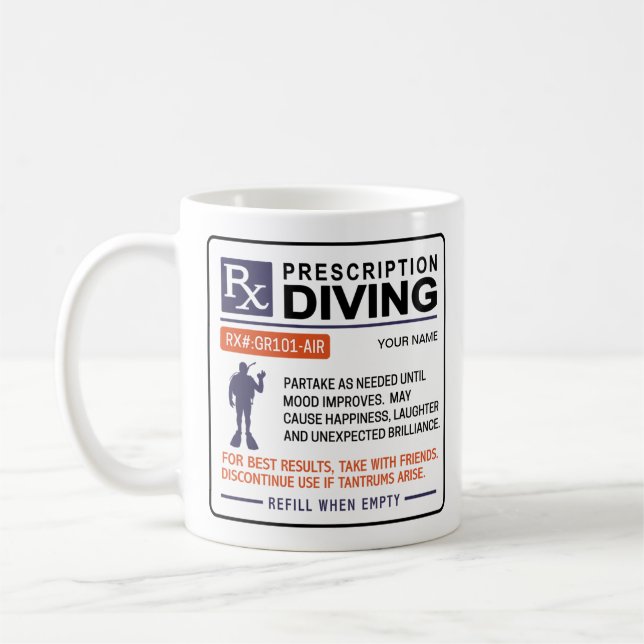 Funny Scuba Diving Mug Prescription Design  (Left)