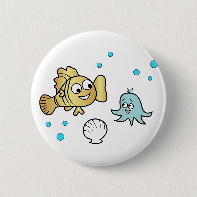Funny sea animals 2 inch round button (Front)