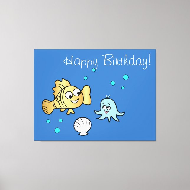 Funny sea animals canvas print (Front)