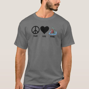 Funny Sea Beach Peace Love Shark T-Shirt