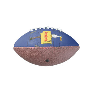 Funny sea bird circled by sharks cartoon football