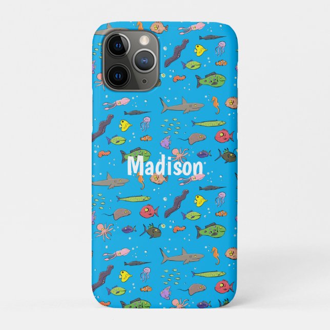 Funny sea creatures cartoon illustration Case-Mate iPhone case (Back)