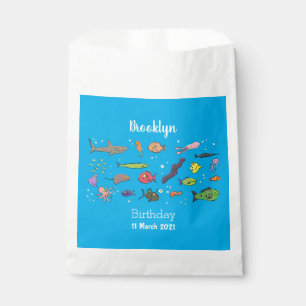 Funny sea creatures cartoon illustration pattern favour bag