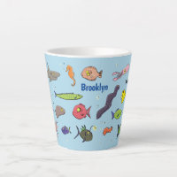 Funny sea creatures cartoon illustration pattern