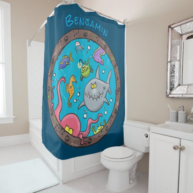 Funny sea creatures underwater cartoon drawing (In Situ)