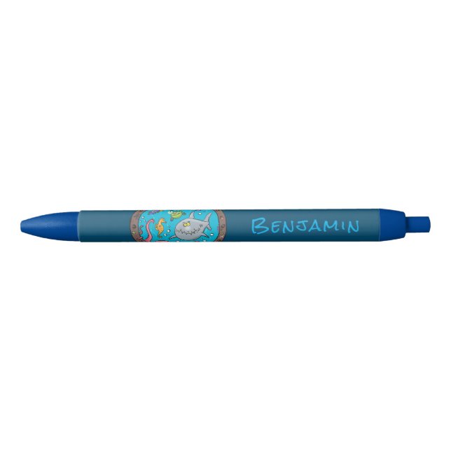 Funny sea creatures underwater cartoon drawing black ink pen (Front)