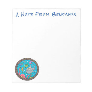 Funny sea creatures underwater cartoon drawing notepad