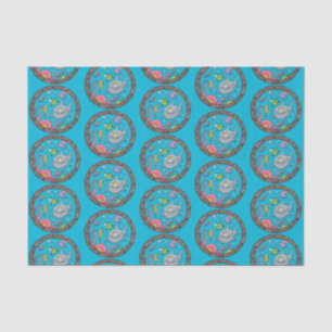 Funny sea creatures underwater cartoon drawing tissue paper