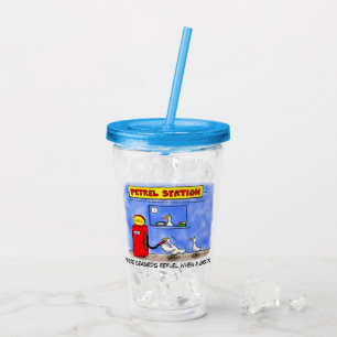 Funny sea gulls petrel cartoon humour acrylic tumbler