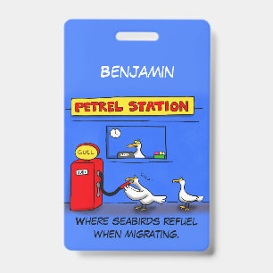 Funny sea gulls petrel cartoon humour badge