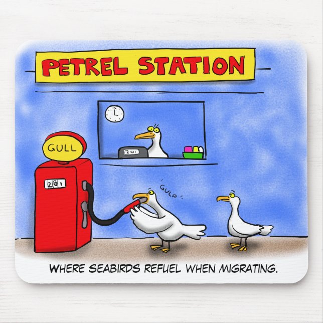Funny sea gulls petrel cartoon humour mouse pad (Front)