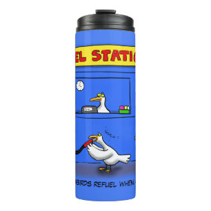 Funny sea gulls petrel cartoon humour thermal tumbler