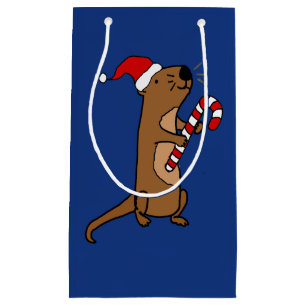 Funny Sea Otter in Santa Hat Christmas Gift Bag