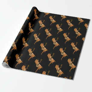 Funny Sea Otter Playing Banjo Wrapping Paper