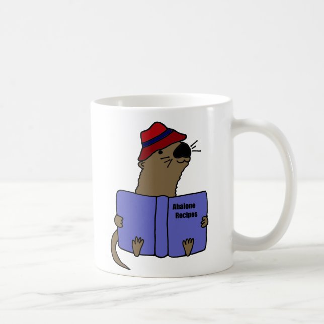 Funny Sea otter Reading Abalone Recipe Book Coffee Mug (Right)