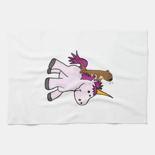 Funny Sea Otter Riding Unicorn T-shirt T-Shirt Kitchen Towel
