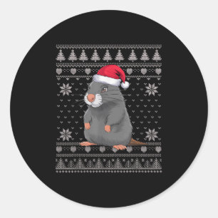 Funny Sea Otter Ugly Christmas Sweater Santa Xmas  Classic Round Sticker
