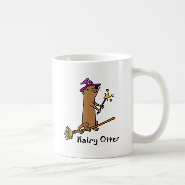 Funny Sea Otter Wizard Cartoon Coffee Mug (Right)