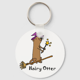 Funny Sea Otter Wizard Cartoon Keychain