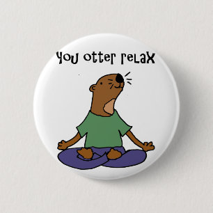 Funny Sea Otter Yoga Artwork 2 Inch Round Button